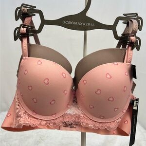 BCBGMaxAzria Blush Heart Lace Bra 2 pack size 34B NWT